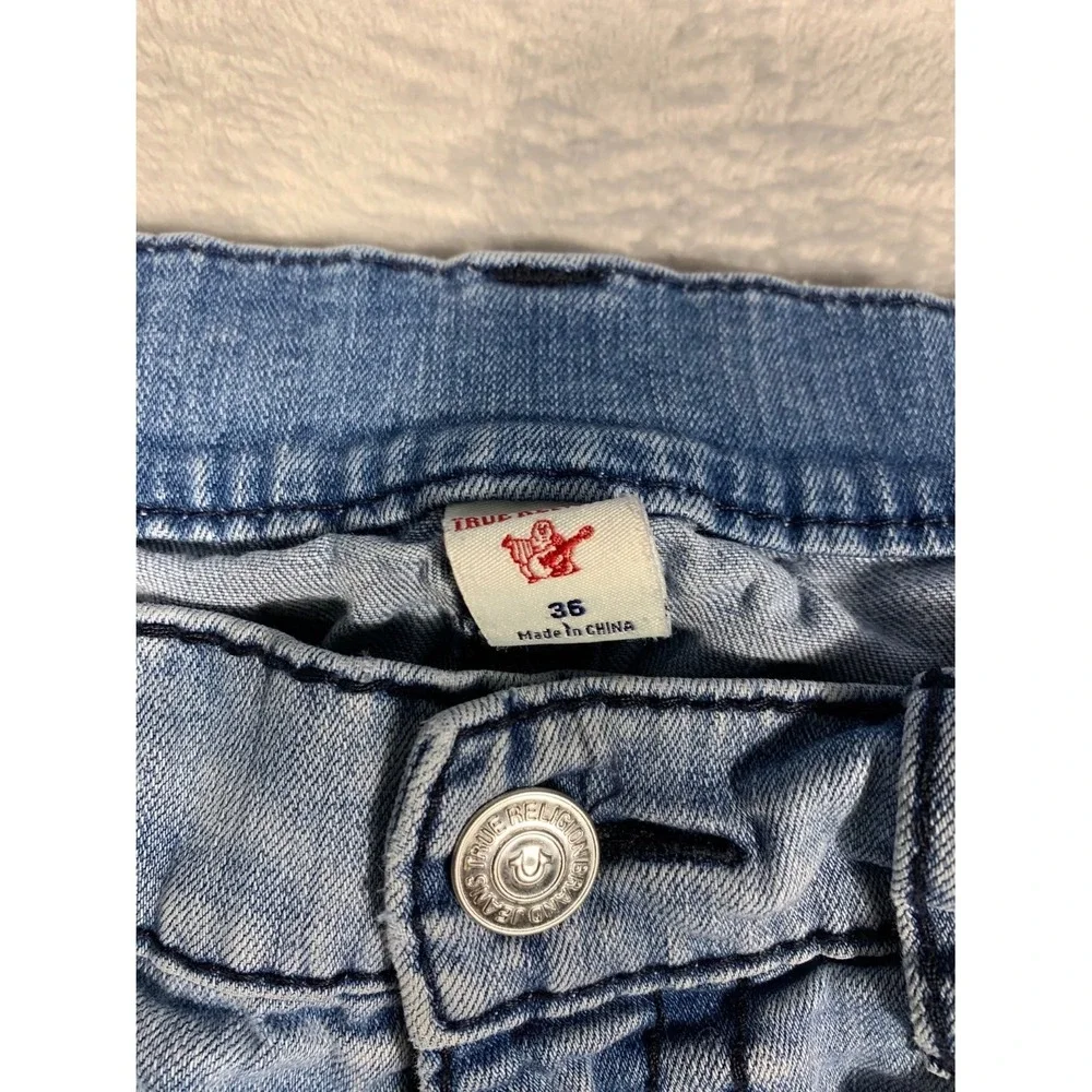 True Religion Ricky Relaxed Straight Jeans Men's 36 Blue Cotton Blend‎ Used